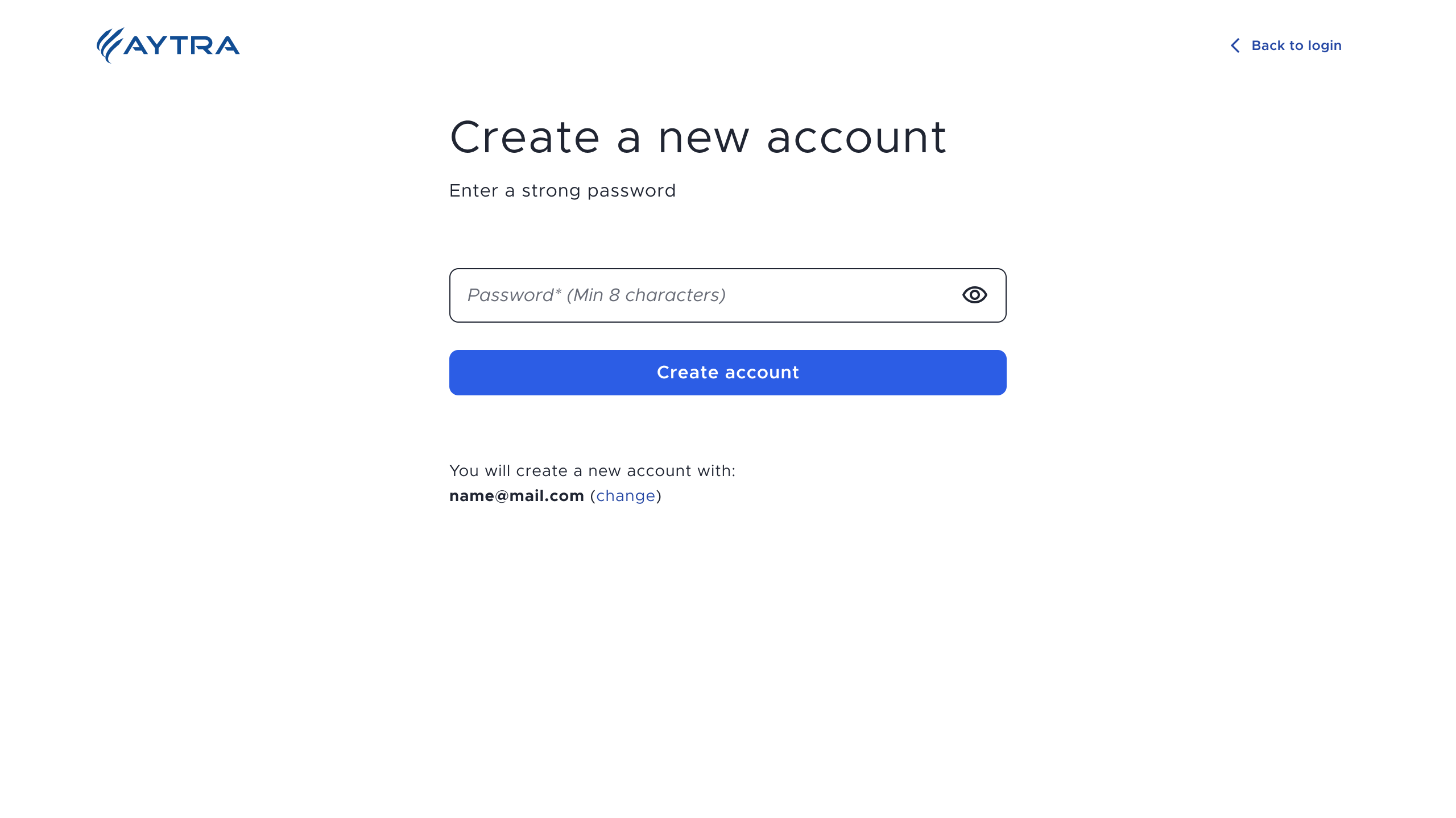 Aytra Zero. New Account Flow