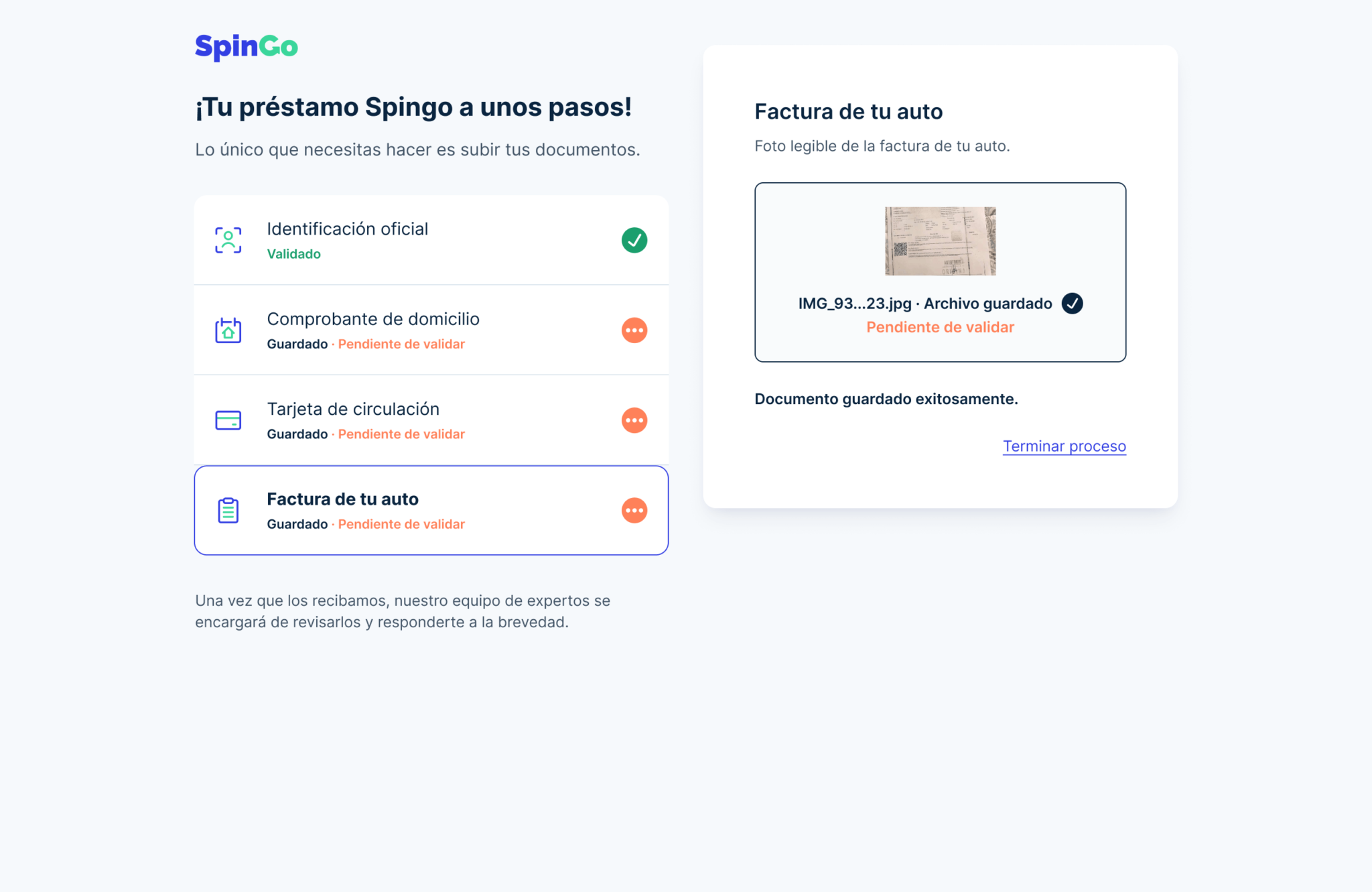 Onboarding-Factura. Car bill