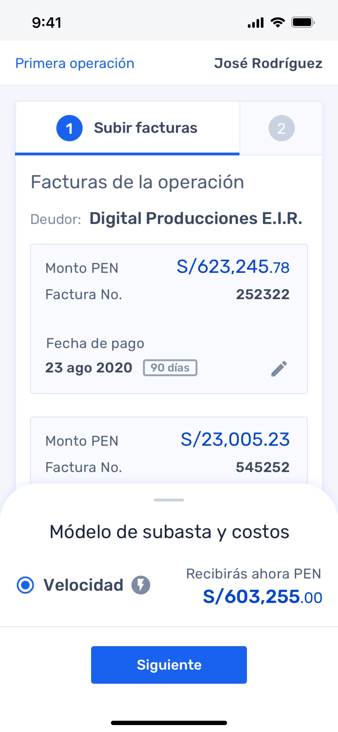 See receivables updated. First operation. Mobile Version