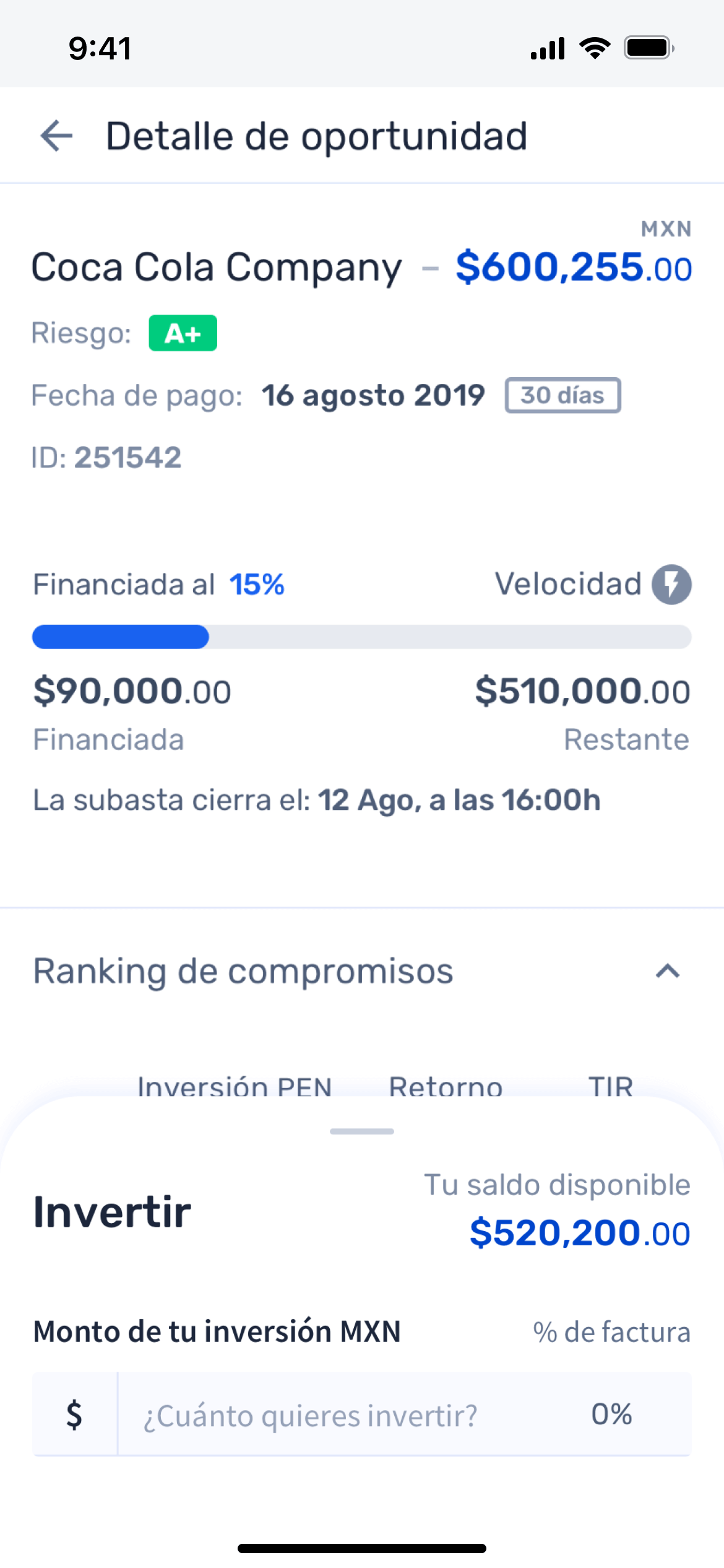 Investment opportunities. Operation details